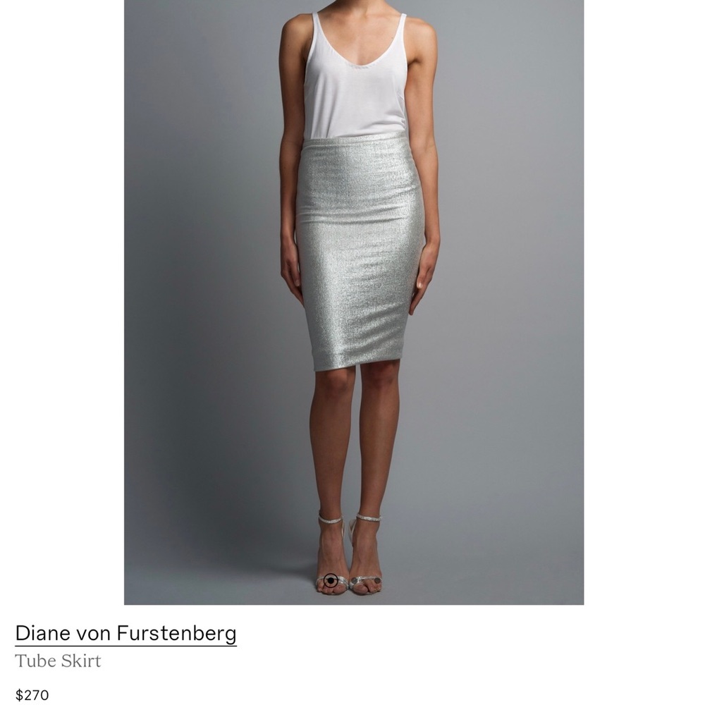 Diane Von Furstenberg Silver Pencil Skirt